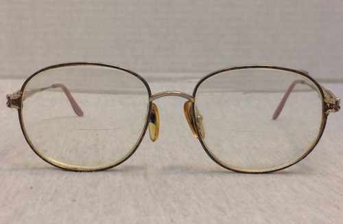 Vintage Women's Eyeglasses Metal Frame Golden Tone and Purple Floral 55/17 Hong - Picture 8 of 11