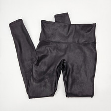 Spanx Faux Leather Leggings Women's Size Medium Black 2437 Stretch Slimming