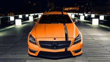 Cars light night orange amg super tuning mercedes benz Desk Mat Stitched