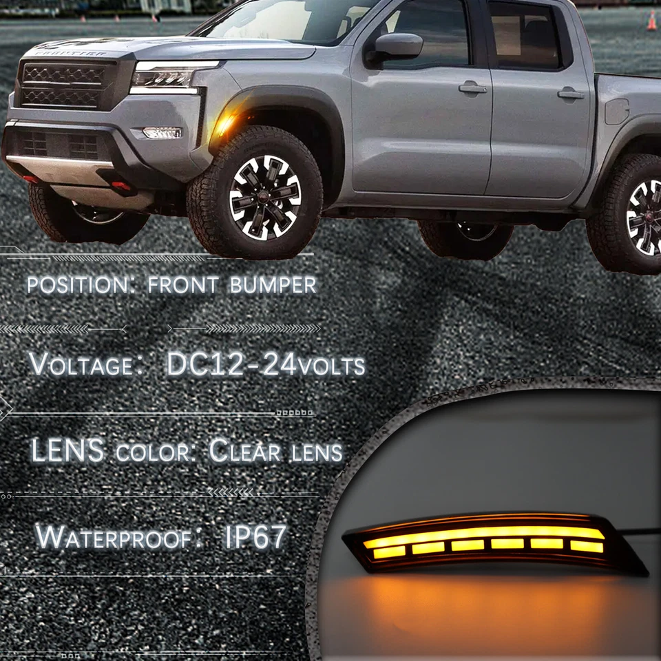 LED Front Wheel Side Marker Lamp Daytime Running Light For Nissan Frontier 22-24 - Image 2 of 4