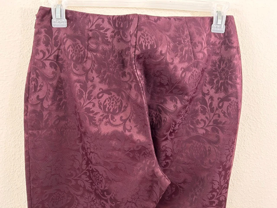 NY & Co Pantalones de vestir talla 10 púrpura 31" entrepierna cremallera lateral patrón floral Foto 4 de 4