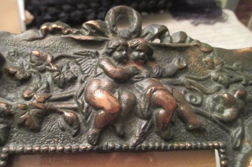 Antique Art Deco Victorian Easel Cherub Cupid Picture Frame Copper Heavy Frame - Picture 9 of 22