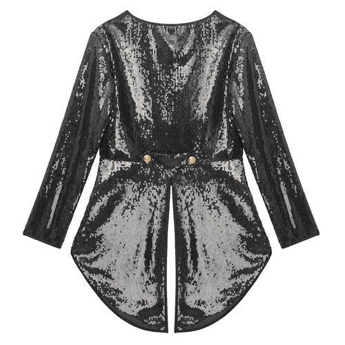 Women's Magician Cosplay Sequin Tailcoat Circus Showman Tuxedo Jacket Costume - Picture 20 of 52