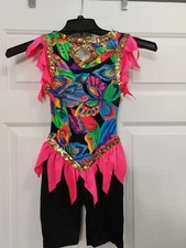 CURTAIN CALL Childs Large Girls Dance Costume Sequins Flair Style Outfit