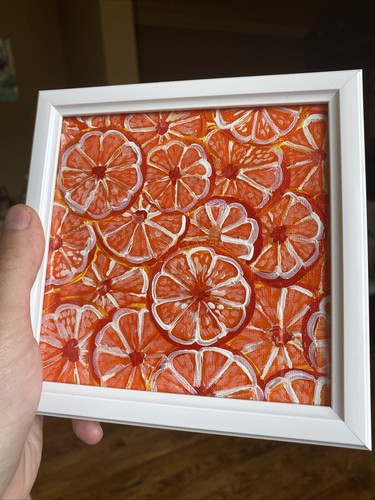Still Life,oranges , Original Acrylic Painting On Canvas Panel,5/5,framed - Picture 7 of 7