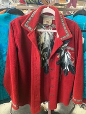 County Clothing Fleece Jacket Aztec Southwest Concho Button Women's Sz S