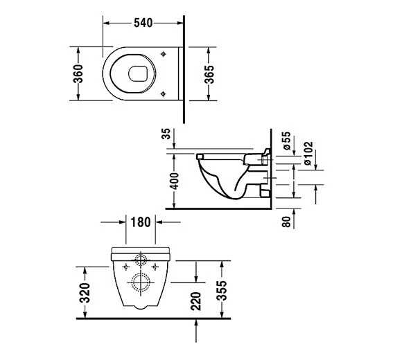 Duravit 2200090000 Starck3 Wall Mounted Pan White 54cm RRP £403.20 - Image 3 of 3
