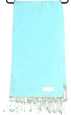 100% Pashmina Scarf Wrap Shawl - 69" x 26" - Teal / Aqua Color