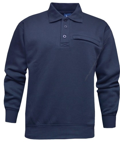 Mens Polo Sweatshirt Plain Jumper Top with Zip Pocket Casual M - 6XL by Beebizco - Picture 5 of 10