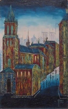 Vintage Georges Genele OIl On Canvas "Église Saint-Séverin"