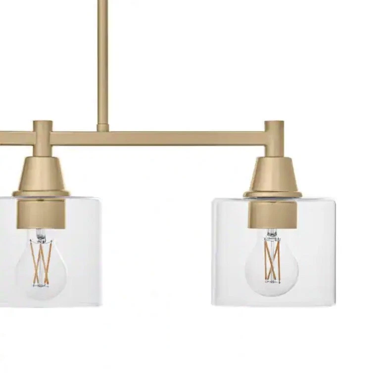Hampton Bay HDP12070GL Oron 3-светлый золотой линейный островной кулон со стеклянными абажурами - Изображение 3 из 4