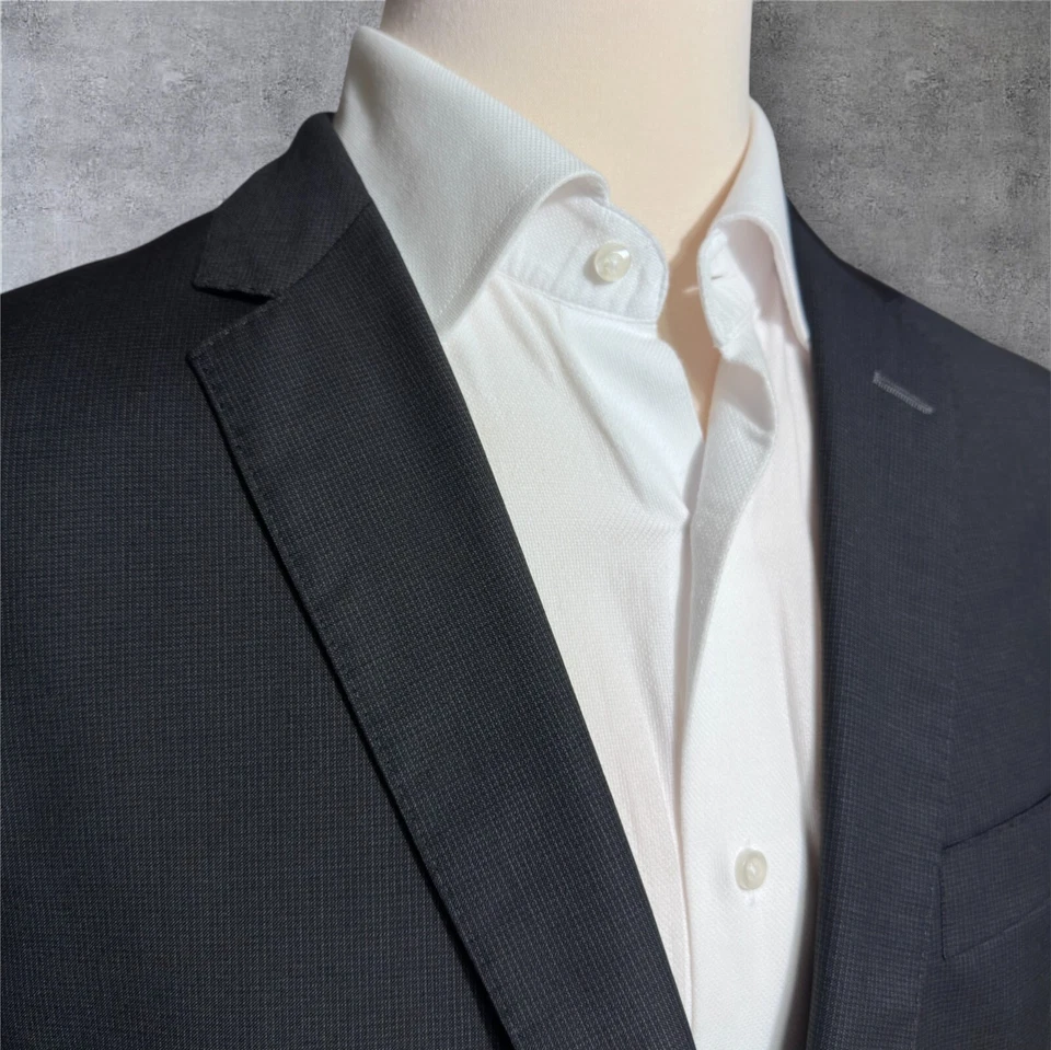 HUGO BOSS Men’s 42L Blazer Sport Coat Black Super 100s Wool 2-Button Jacket - Image 2 of 4