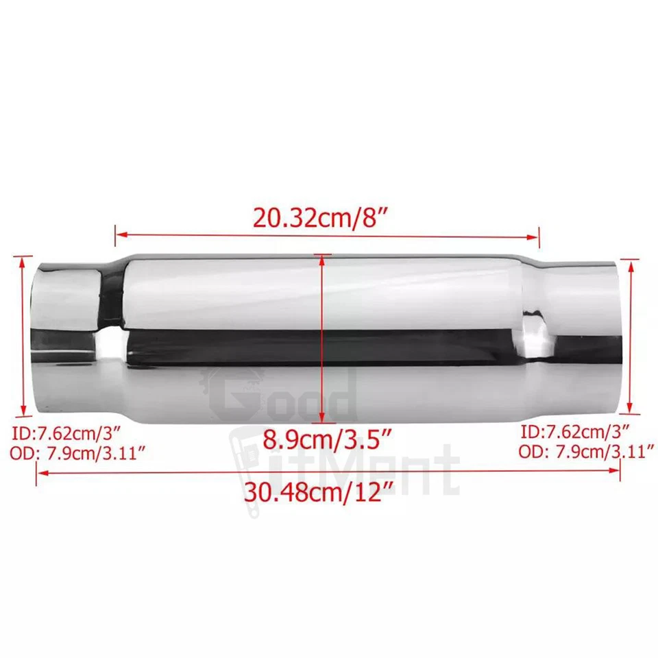 Resonador silenciador escape entrada/salida 3" longitud para Dodge Dakota Ramcharger Foto 2 de 4