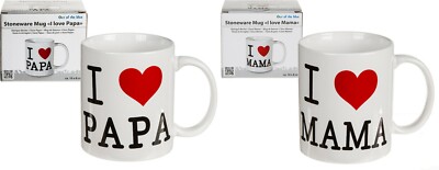 Fayence Tasse ILove Papa oder Mama ca. 10x8 cm Tasse Geschenkbox
