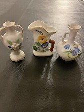 Vintage Miniature Porcelain Vases MADE OCCUPIED JAPAN 1 1/2 To2 1/2  TAll SetOf 3