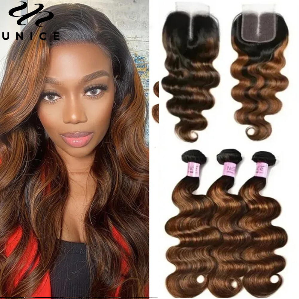 Eurasian Ombre Brown Body Wave 3 Bundles Human Hair  display picture 3