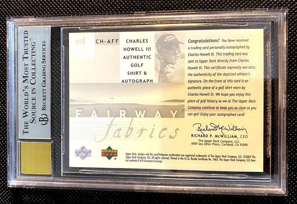 2002 UD PATCH SP Authentic AUTO CHARLES HOWELL III GOLF SHIRT  BGS 9 MINT G1211 - Image 2 of 2