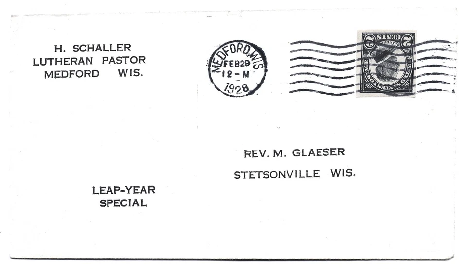 Famous American's w two Feb 29 40 LEAP YEAR with Cartoon , & 29 Feb 1928 # 611 - Image 2 of 2