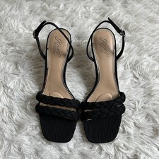 Jewel Badgley Mischka Sharon Slingback Sandals Black Fabric New Size 7.5