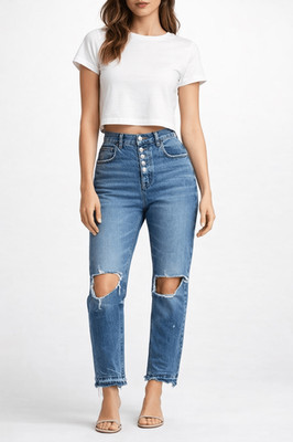 Current Elliot Anthropologie Button Fly Distressed 100% Cotton Sz 26 #777