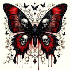 Diamond Art Kits for Adults Beginners, Butterfly Skull Diamond Painting Kits, 5D