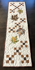 Hand Made Quilted Table Runner/ Topper 11" x 37.5" Fall Leaves