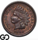 1890 Indian Head Cent Penny, Choice BU++, Four Full Diamonds