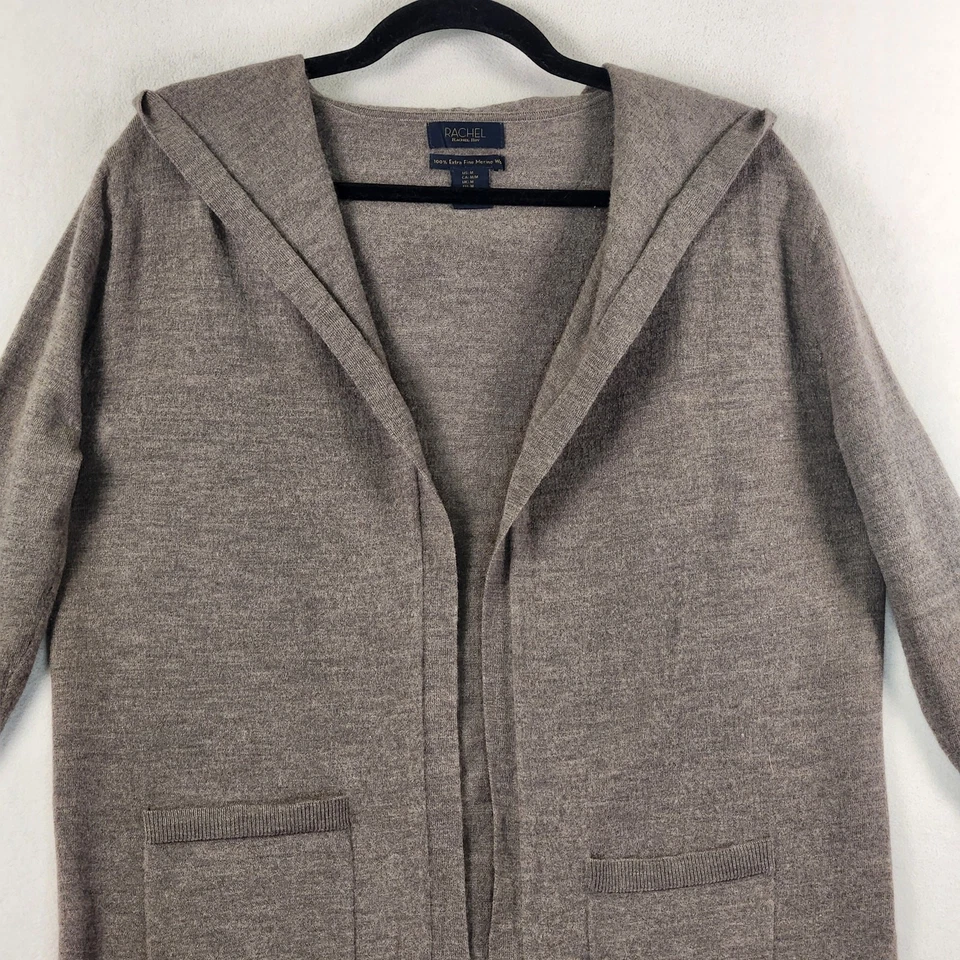Cárdigan con Capucha RACHEL Rachel Roy Mujer M Marrón Lana Merino Extra Fina Usado en Excelente Condición Foto 4 de 4