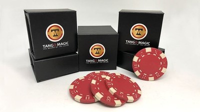Expanded Shell Poker Chip rot plus 4 normale Chips von Tango Magic