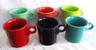 Set of 6 – Homer Laughlin HLC Fiesta Ware 3 1/2” Classic Ring Handle Coffee Mugs