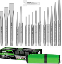 16PC Punch and Chisel Set Taper/Pin/Center Punch Cold Chisels With Cloth Bag H-H