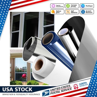 One Way Mirror Window Film Privacy Protectors Sun Blocking UV Reflective DIY USE