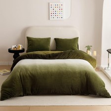 Green Velvet Comforter Set 3 Pieces Full Size 80" X 90" Olive - Soft Bedding
