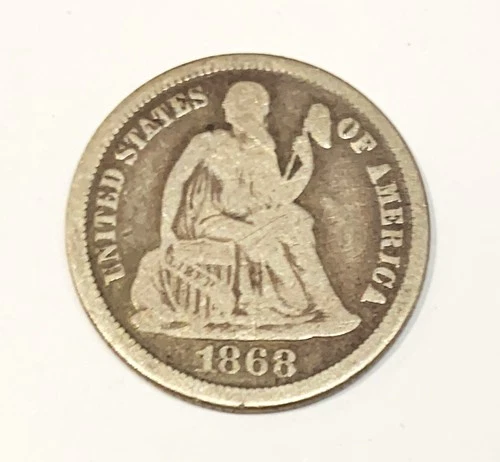 1868  seated liberty dime - -P mint mark
