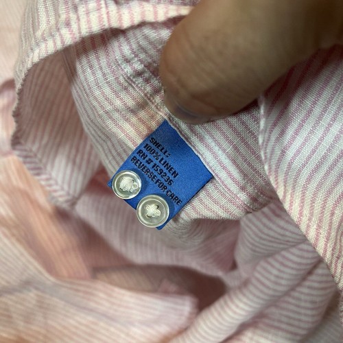 J McLaughlin NWT Gramercy Woven Shirt White Pink Striped 100% Linen XL Button Up - Picture 6 of 7