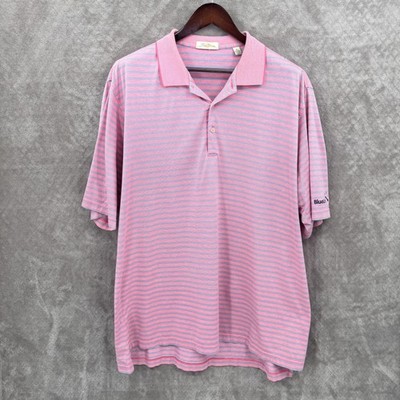 Peter Millar Polo Shirt Mens XL Pink Stripe BlueLinx Logo Mercerized Cotton