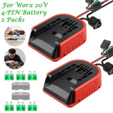 2Pcs Power Wheel Adapter for Worx 20V 4-PIN Battery Adapter Conversion Kit New