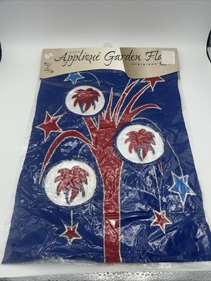 Evergreen Appliqué Garden Flag Firework Spinner