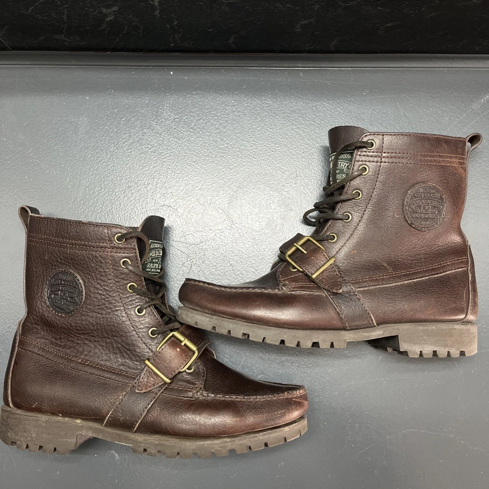 Botas Polo Country Ralph Lauren 9D Marrón Correa de Cuero Cubo De Colección Senderismo Foto 2 de 4
