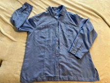 Croft & Barrow Top Women's Large Blue Velvet Long Sleeve Pockets