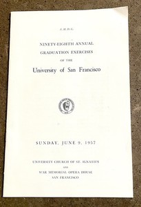 1957 University of San Francisco (USF) Graduation Program (Ninety-eighth Annual)
