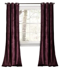 Prima Velvet Curtains Color Block Light Filtering Window Panel Set for Living...