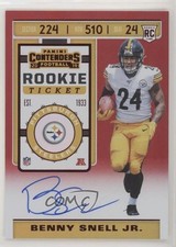 2019 Panini Contenders Rookie Ticket RPS FOTL Red Zone Benny Snell Jr Auto 2ct
