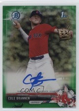 2017 Bowman Draft Chrome Pick Green Refractor 14/99 Cole Brannen Auto 13iq