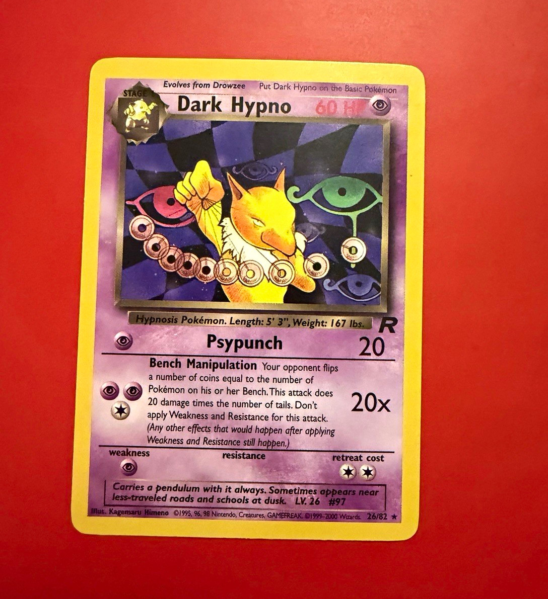 Dark Hypno 26/82 Team Rocket Rare Unlimited Regular 60 HP English 2000
