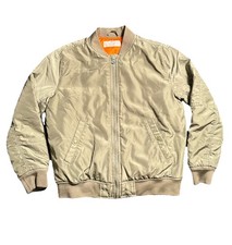 H M Bomber Jacket Olive Green Boys 8/10 Zip Pockets Nylon Polyester Utility