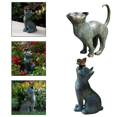 Elegante Deko Katzen und Schmetterlinge Statuen aus langlebigem Material