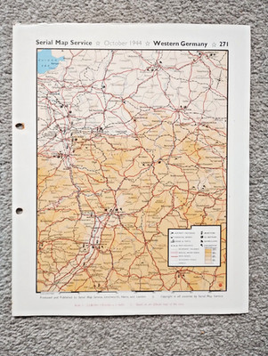 Western Germany - 1944 Vintage WW2 Serial Map Service Map