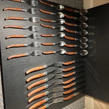 Laguiole French Flatware Set – Spoons, Forks & Knives – Wooden Handles