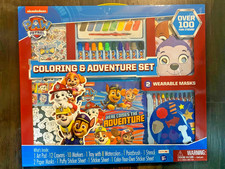 Paw Patrol Coloring  Adventure Set Watercolors Stickers Markers Stencil-New